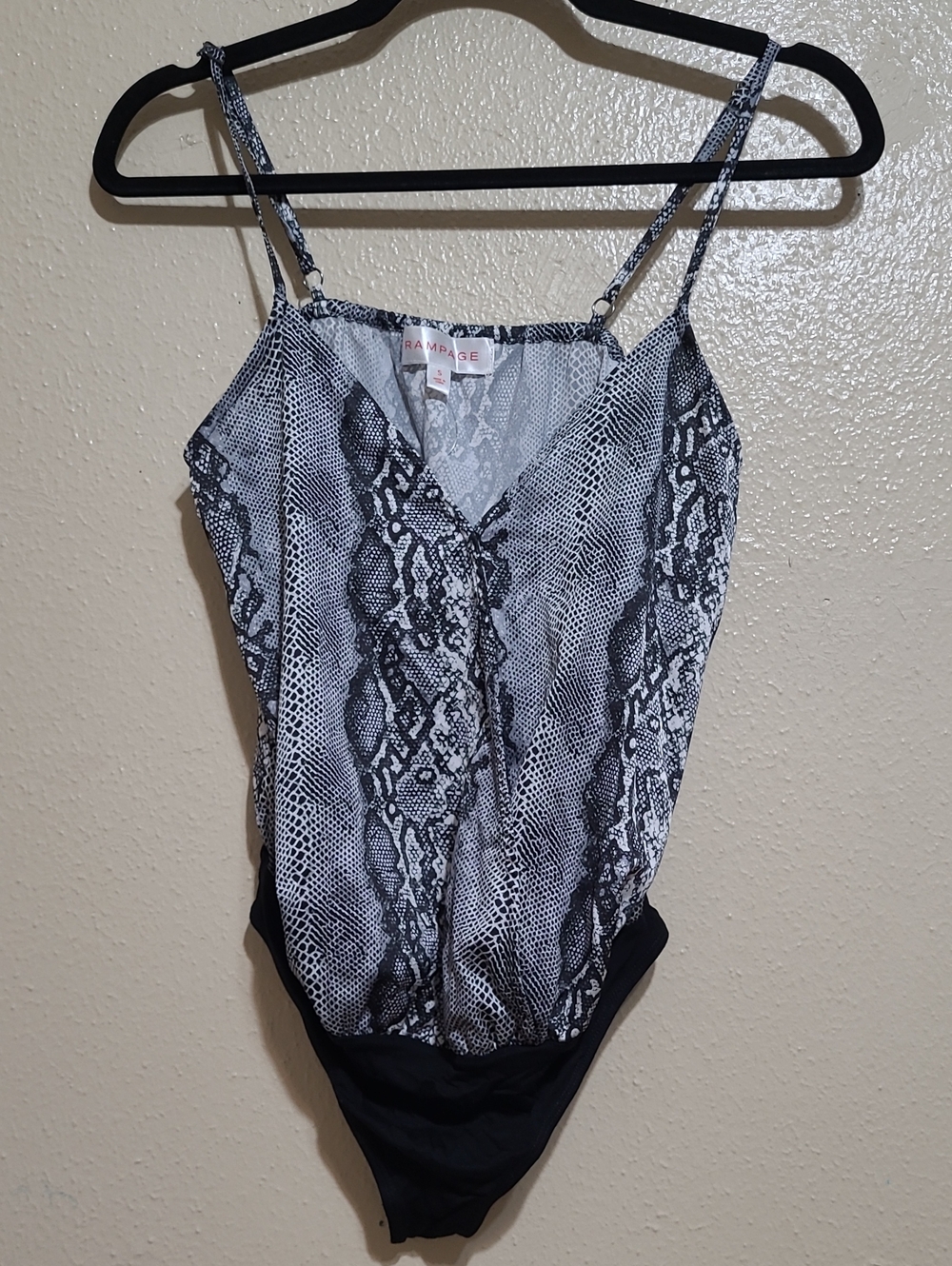 Rampage Black and White Snake-Print Womens One-Piece